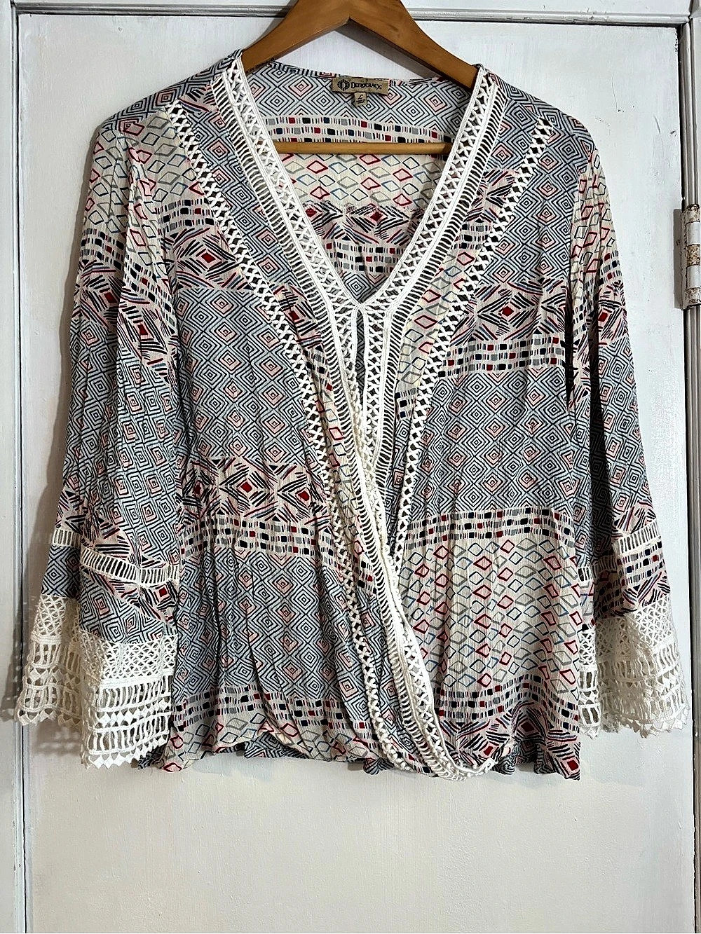 Democracy Geometric Tunic in Blue, white & Red